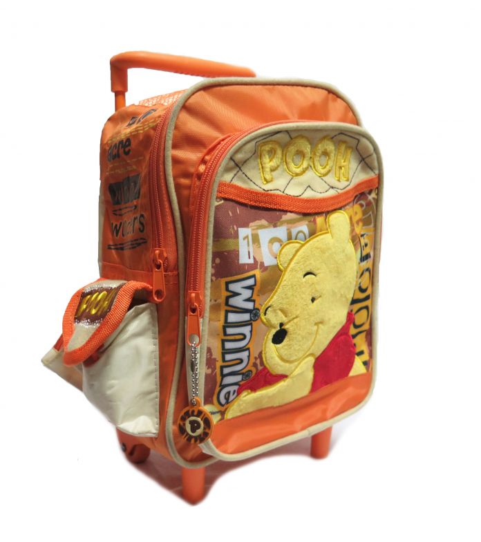 Mochila con carro Winnie Pooh relieves de tela jardin con cartuchera Ross