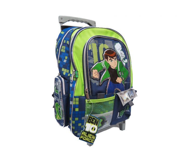 Mochila Ben 10 con carro jardin vivos plateados brillantes 30cm