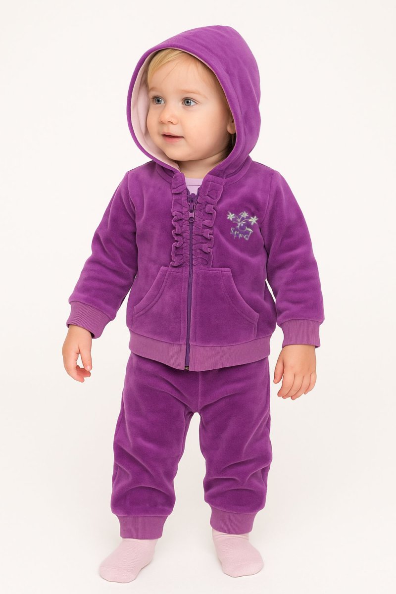 Conjunto Plush Campera  Con Volados y Pantalon Sin Pie