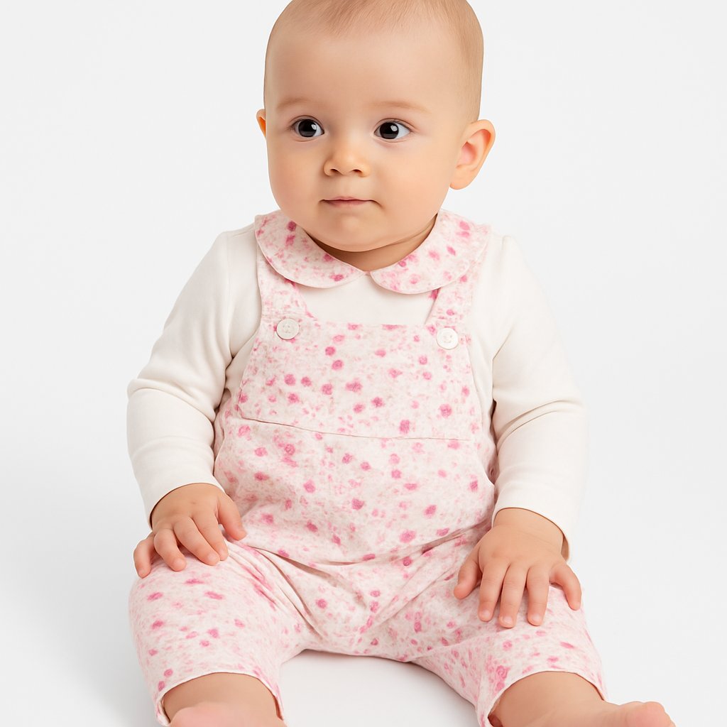 Jardinerito Algodon Con Manga Larga Estampado De Flores