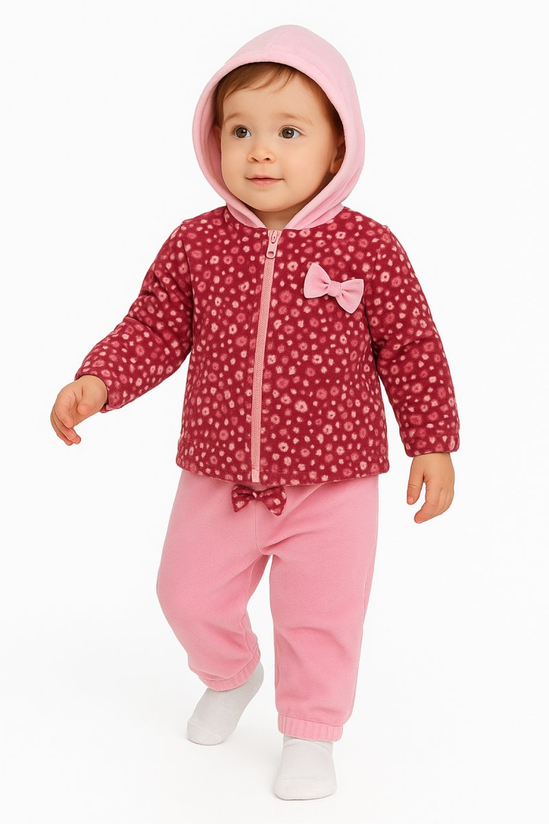 Conjunto Plush Campera Floreada y Pantalon