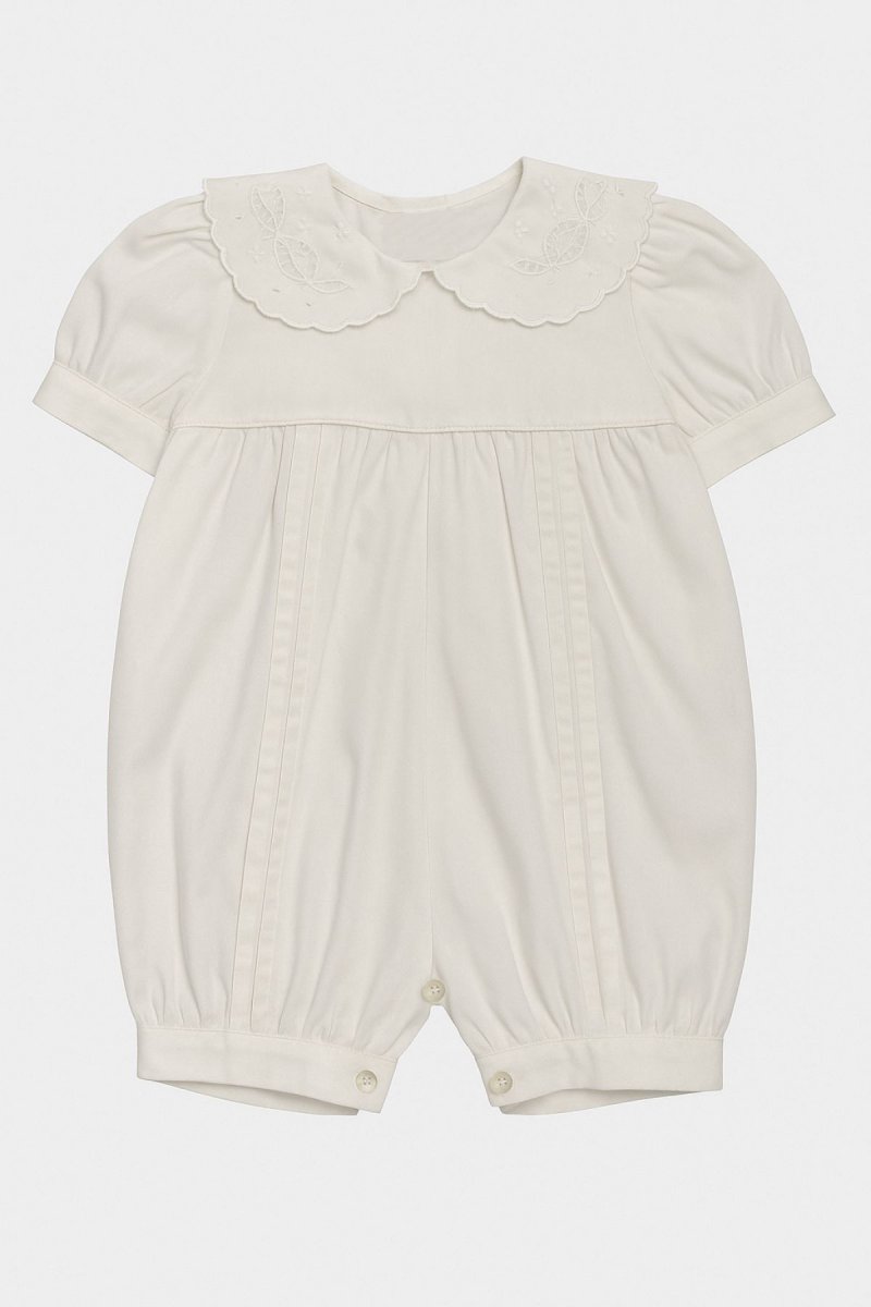 Enterito Babucha batista con alforza y cuello bordado