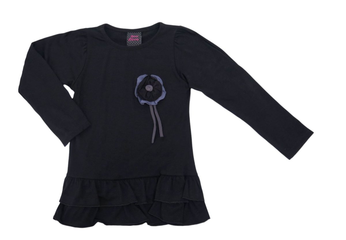 Remera Larga con Volados Manga Larga