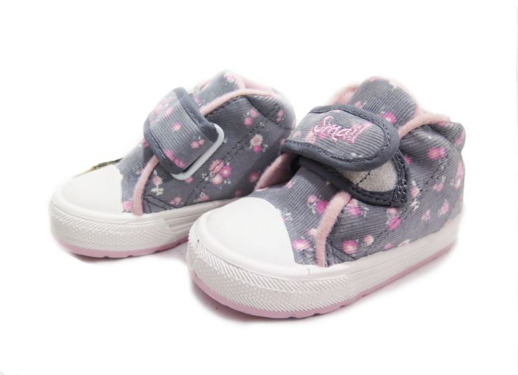 Bota corderoy con velcro estampada con Flores