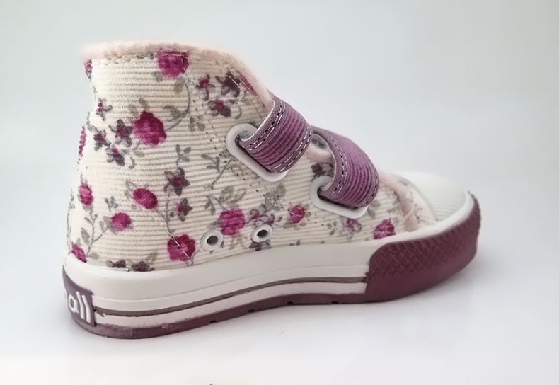 Bota Corderoy con Velcro Estampado Flores