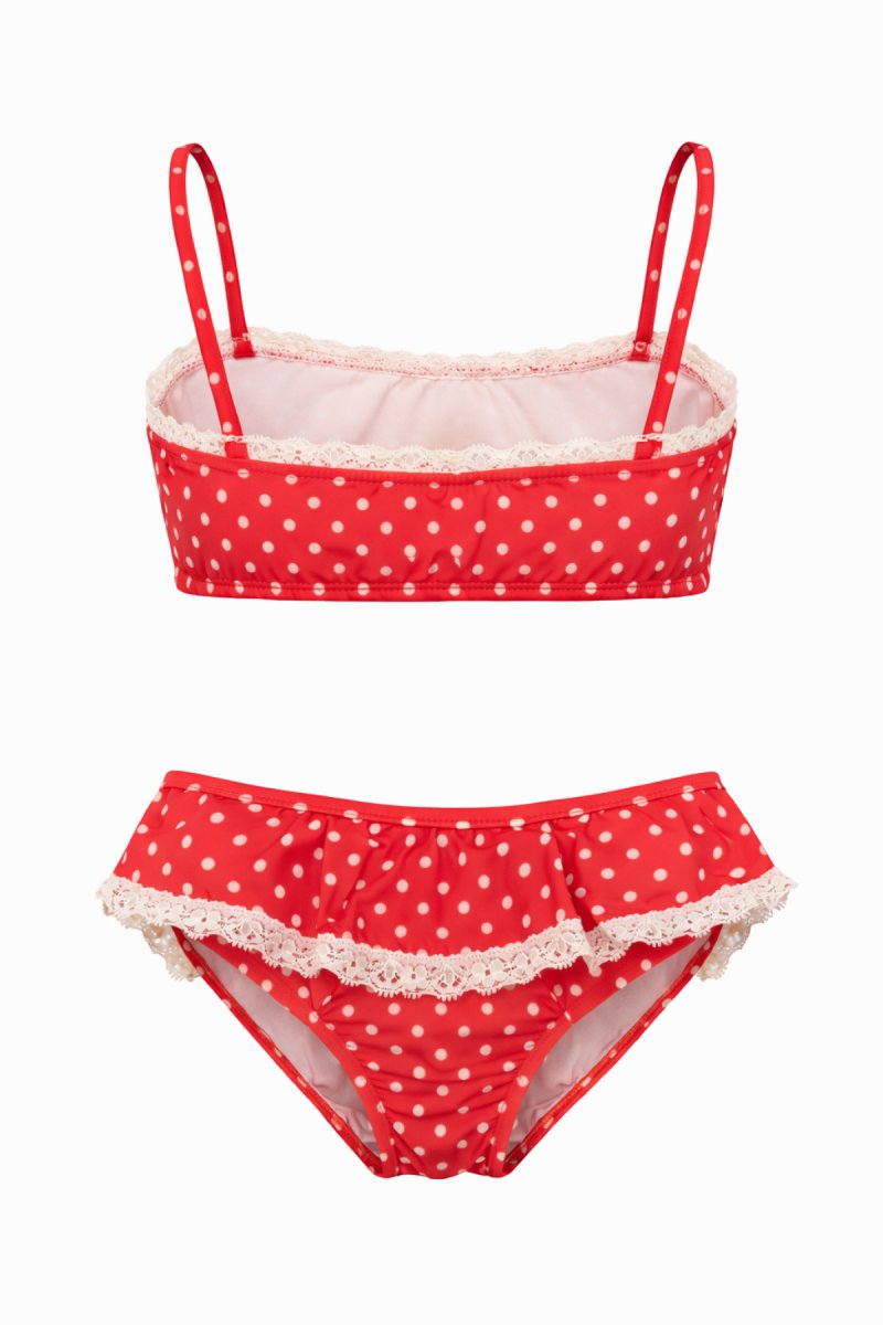 Bikini Malla 2 piezas Estampado Lunares con Volado