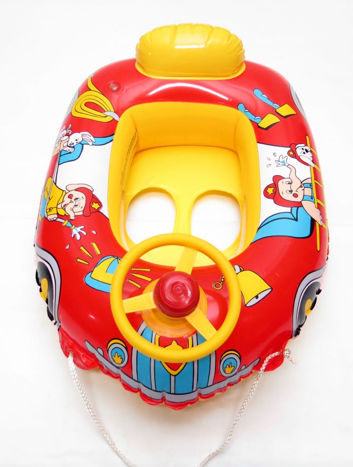 BABY BOAT Inflable Botecito con Volante Decorado Con BOCINA 9-24 MESES, MAX 13 kg