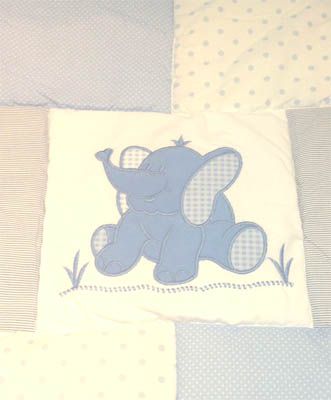 Catre de Dormir Ya Naci Acrocel Bordado Patchwork Elefante Elefantito Celeste Azul