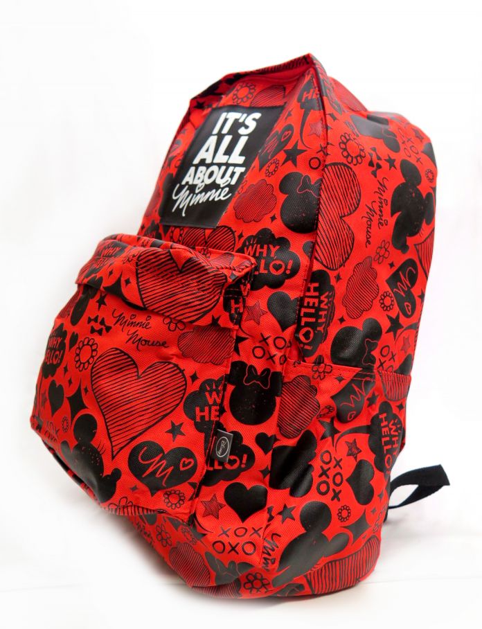 Mochilas grande 17 pulgadas Minnie roja y fucsia o blanca y rosa espalda dice its all about minnie