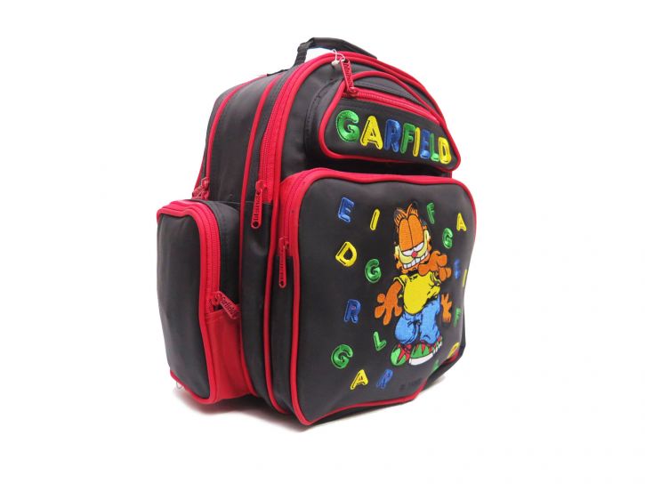 mochila de Espalda garfield con dibujo y letras bordada colores vivos