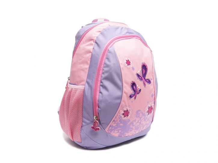Mochila grande Espalda lila rosa con mariposas bordadas con lentejuelas