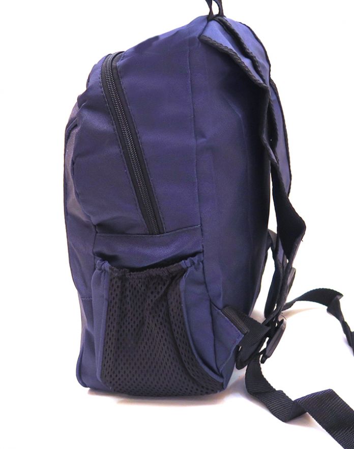 Mochila Azul marino espalda Lisa bolsillos laterales en tela microperforada bolsillo frontal