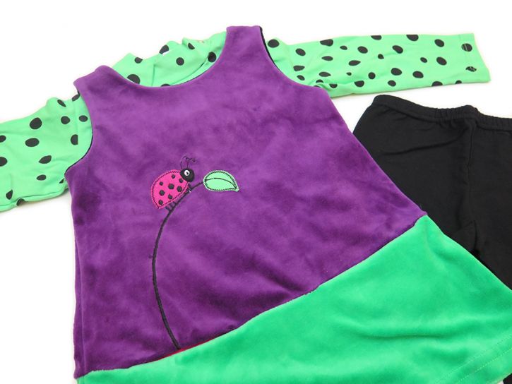 Conjunto Plush Vestidito calza Media Polera - Vaquitas