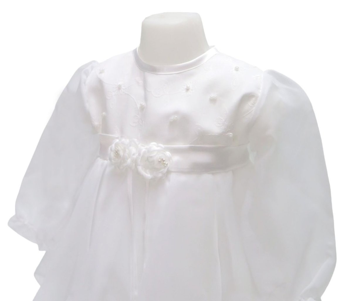 Vestido Bautismo Manga Larga 2 Volados