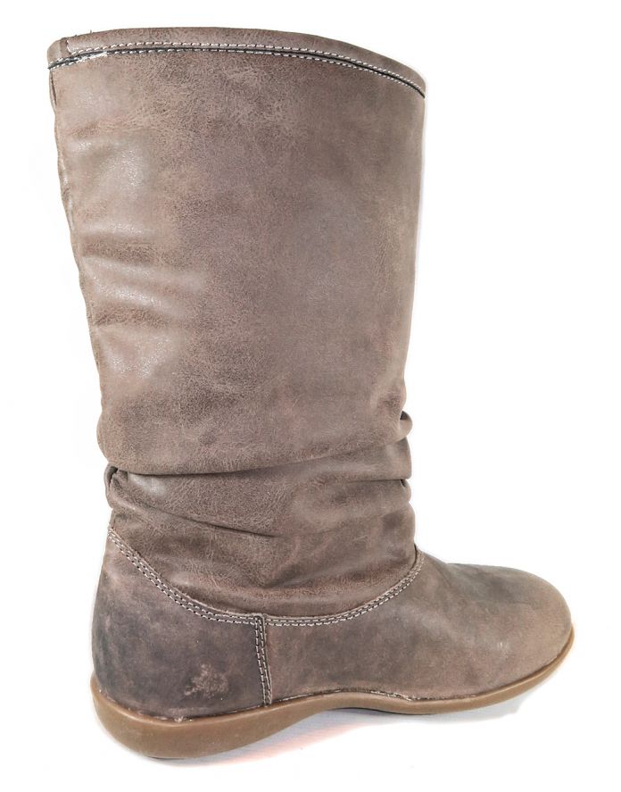 Bota Cuero Arrugada Con Fleco