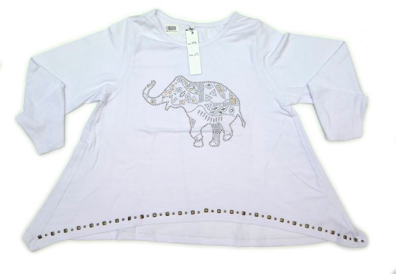 Remera Manga Larga de Modal con Tachas en Forma de Elefante