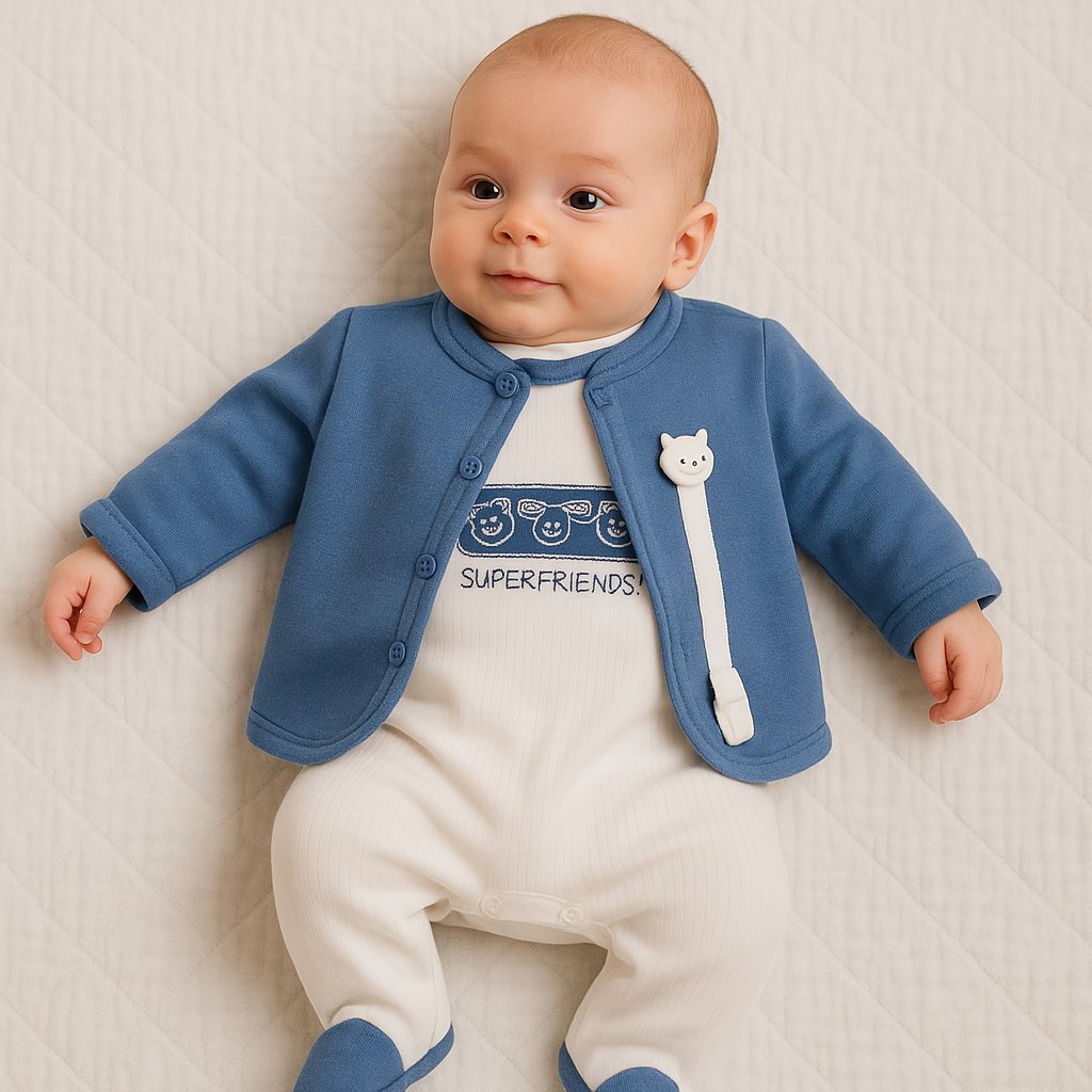 Conjunto Algodon Enterito Bordado Ositos y Saquito