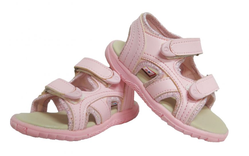 Sandalia de Cuerina con Doble Velcro y Brillo