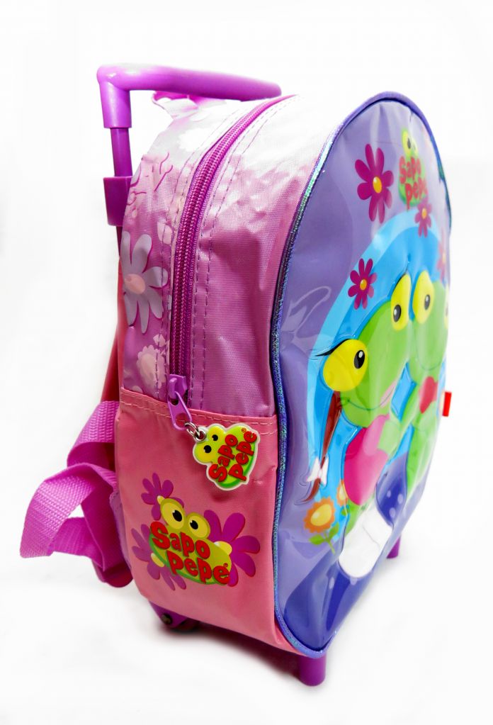 Mochila Con carro Sapo pepe con Sapa Pepa Rosa Jardin