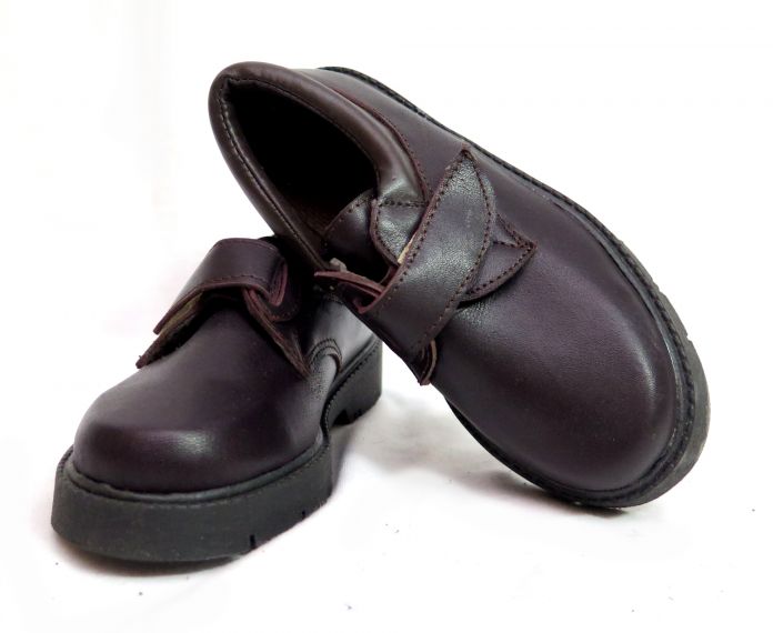 Zapato Colegial Cuero Velcro Abrojo