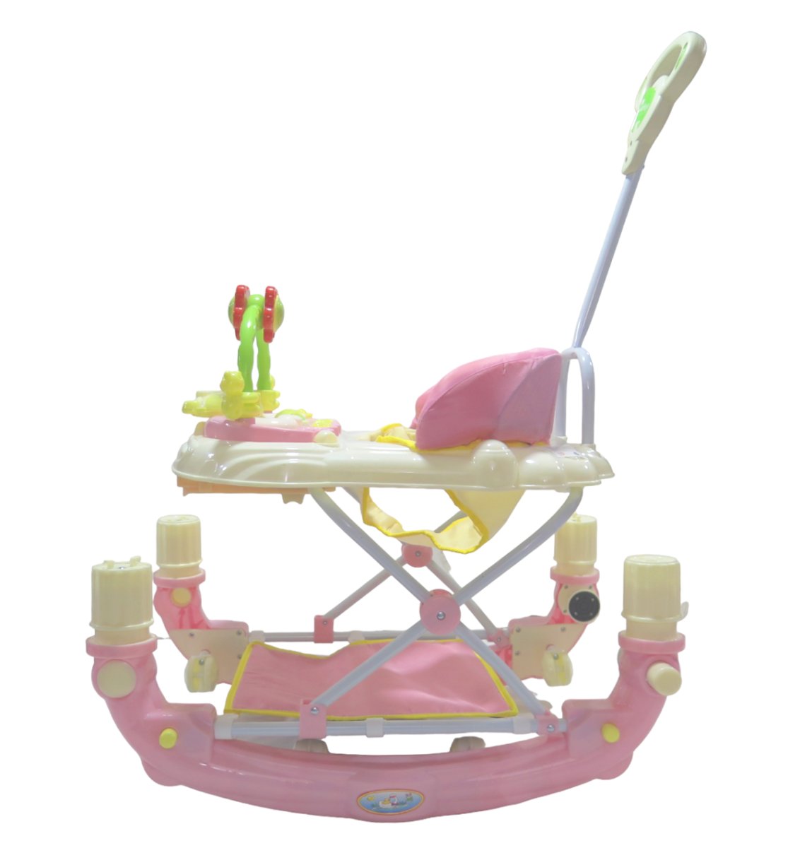 Andador mecedor burbuja, con tablero musical, manija