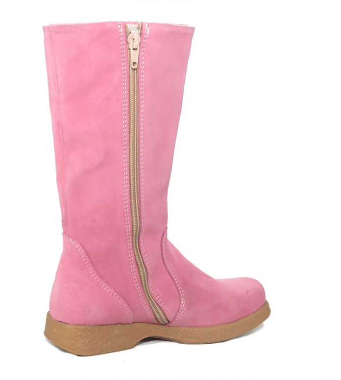 Bota Alta Gamuza Con Flecos