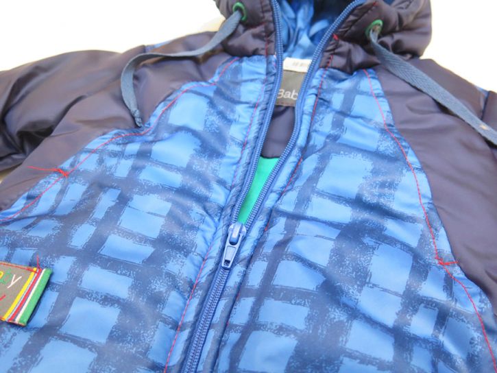 Campera con Wata y Capucha Estampado Cuadros