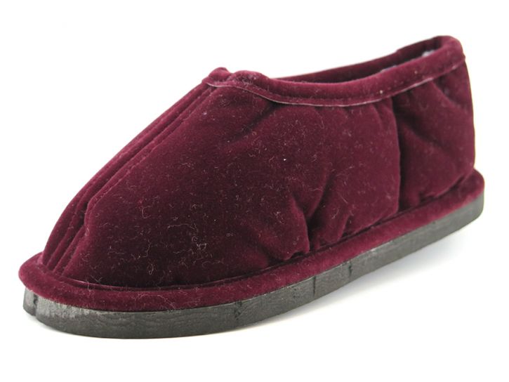 Pantufla de Gamuza / Pana con Cordero dentro y Base de Goma