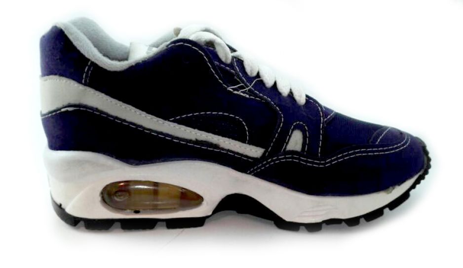 Zapatillas Con Cordon Combinado Tela y Cuerina Con Camara de Aire