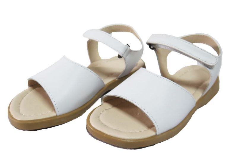 Sandalia Cuero Lisa Con Velcro