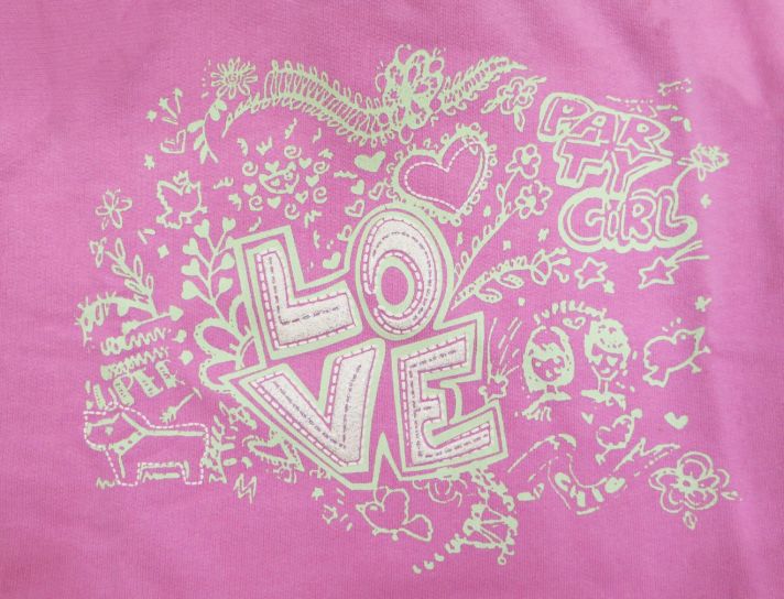 Buzo de Algodon Frizado Estampado Love Con Brillo