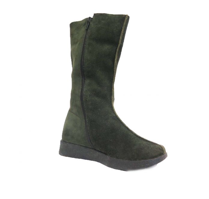 Bota Alta Gamuza cierre Flores Bordadas