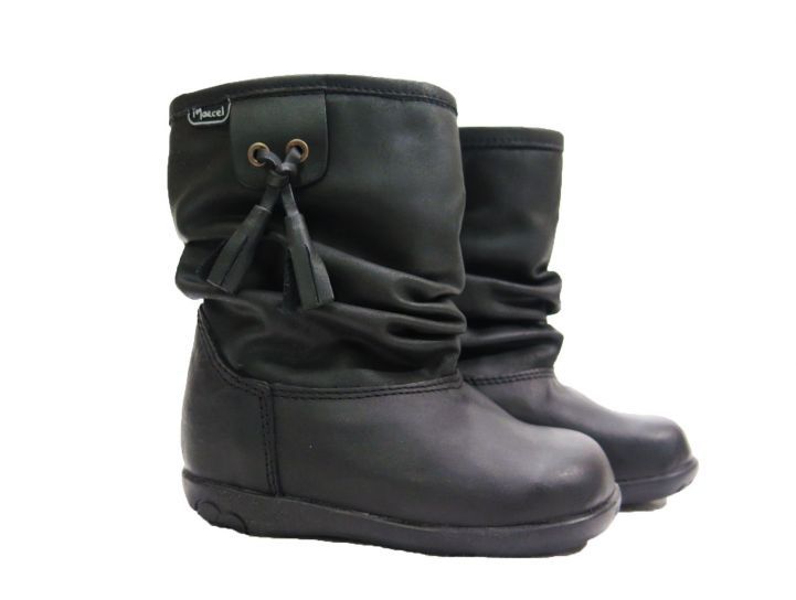 Bota Arrugada Cuero Con Flecos