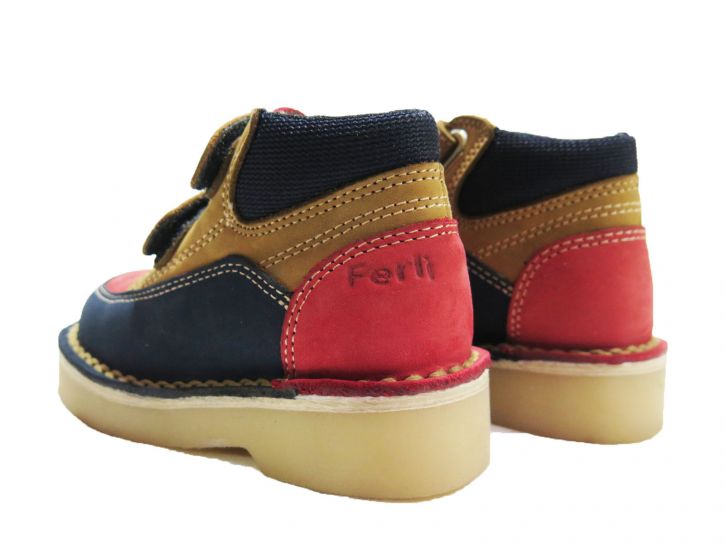 Botita Bota de Nobuk Fray Mocho Con Doble Velcro Combinado