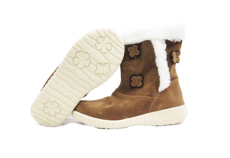 Bota de Gamuza con Cordero Aplique de Mariposas