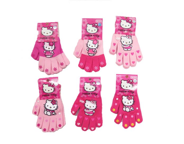 Guante Personaje Tejido Estampado de Hello Kitty con Corona y Corazones