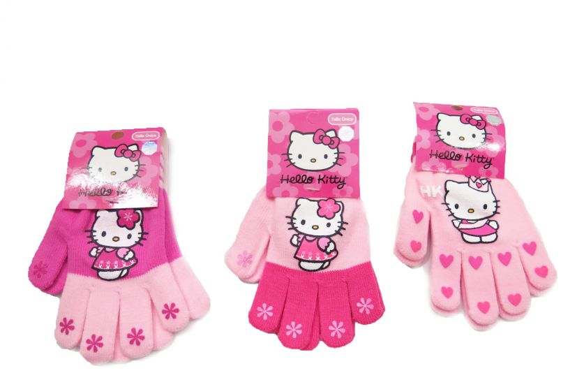 Guante  Personaje Tejido Estampado de Hello Kitty con Florcitas