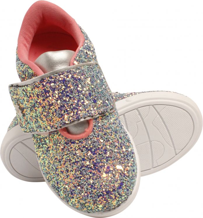 Zapatilla Velcro  Con Gliter/ Luz LED