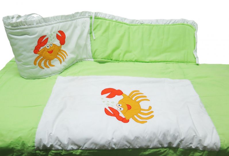 Acolchado Cuna Funcional con Chichonera Bordado de Cangrejo