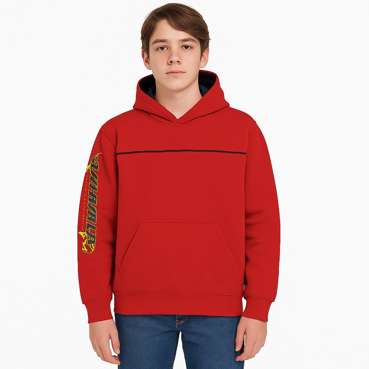 Buzo Frizado con Capucha con Estampado de Dragon en la Espalda