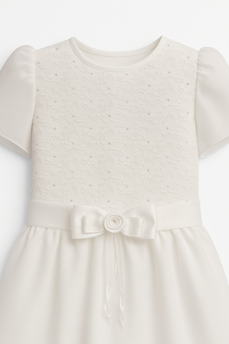 Vestido de Comunión con Manga Canesu de Encaje y Doble Falda