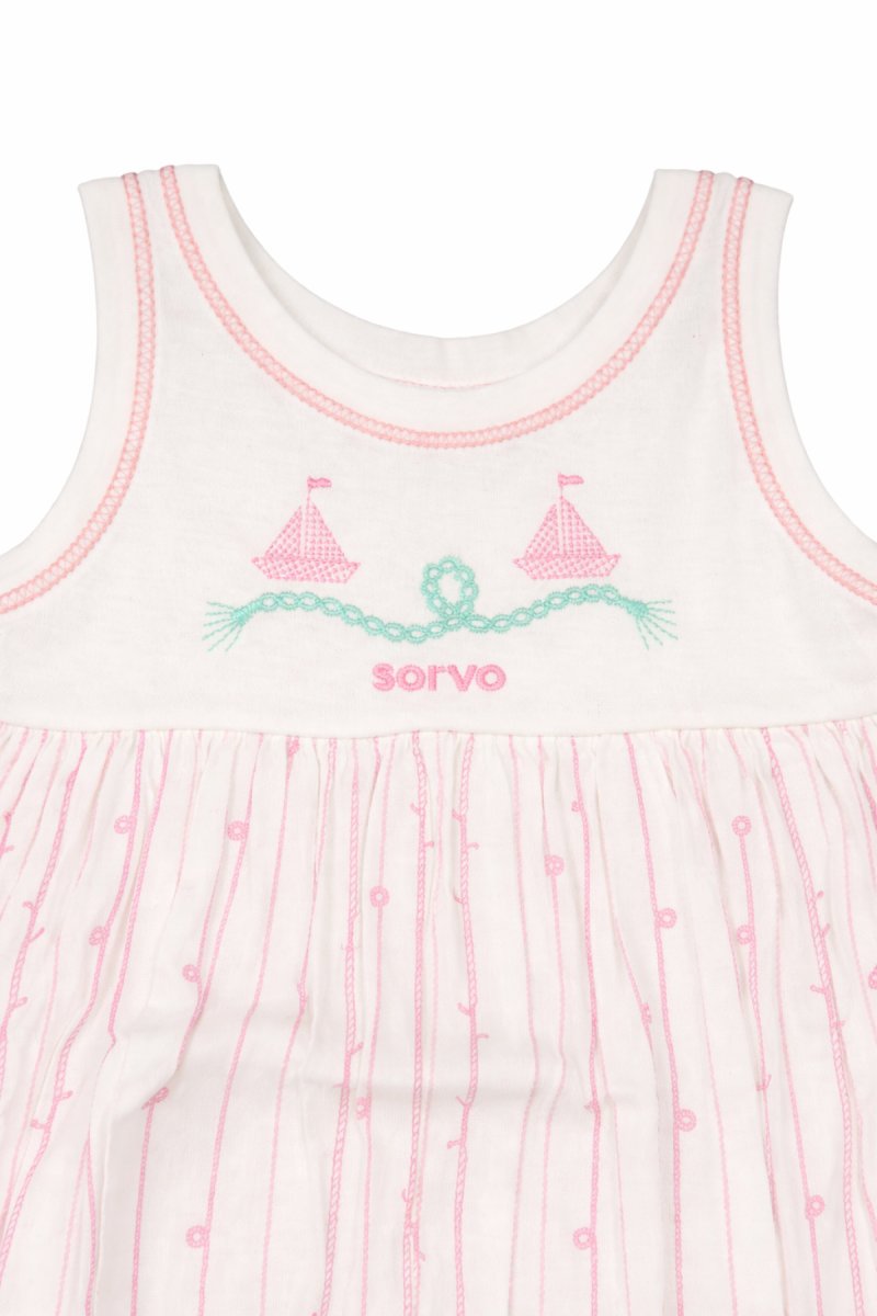 Enterito sin Mangas Bordado Velero Estampado Soga