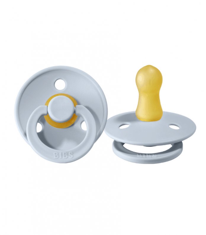 Chupete Bibs Colour Pacifier x 2 - Iron/Baby Blue - Tetina De Caucho Natural - Latex - 0-6 Meses