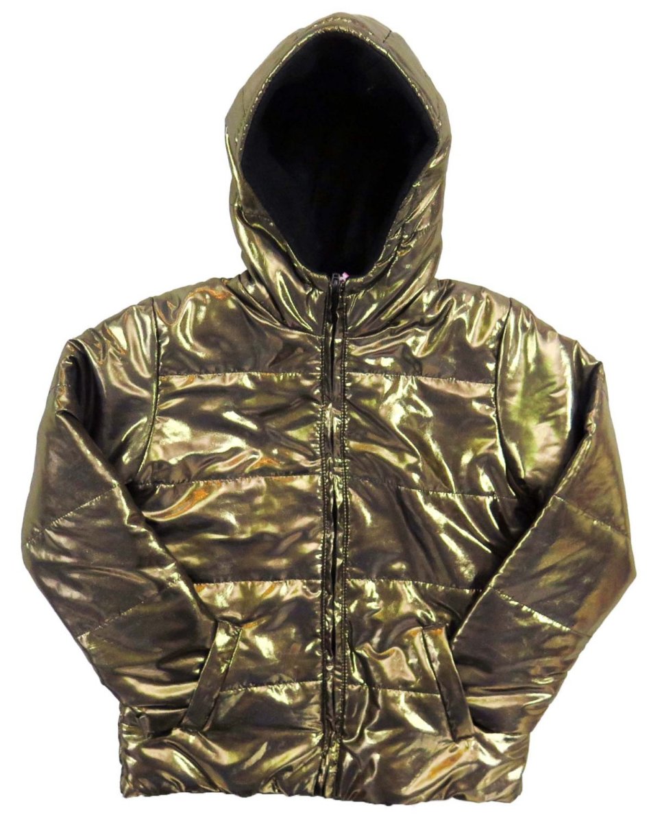 Campera Metalizada Polar Interior Con Capucha