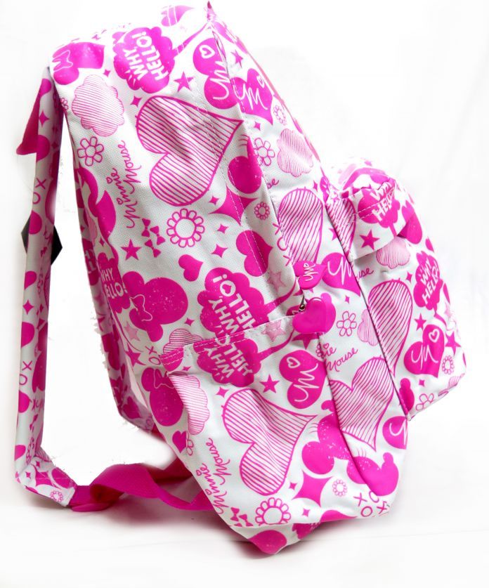 Mochilas grande 17 pulgadas Minnie roja y fucsia o blanca y rosa espalda dice its all about minnie