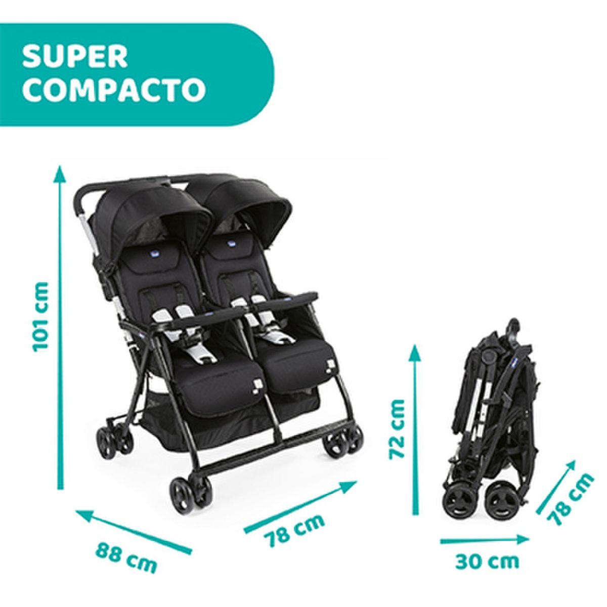 Cochecito Doble Mellizos Ultraliviano Ohlalá Twin