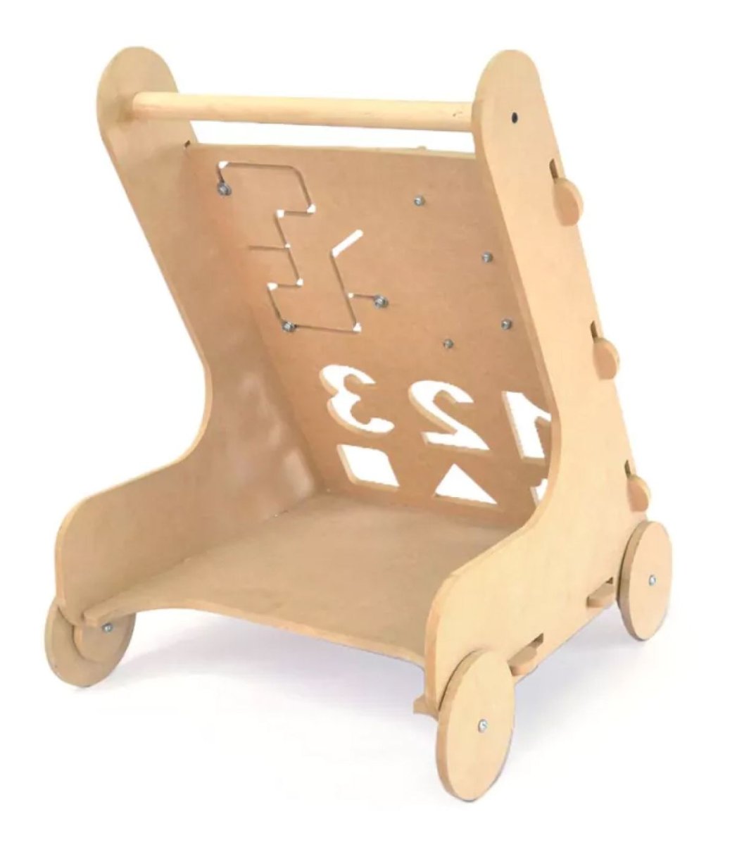 Caminador Montessori con Actividades - Didactico - con Encastres, Laberinto y Engranajes - en Madera MDF