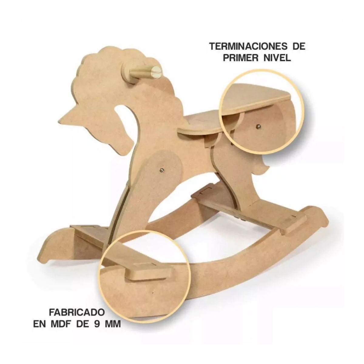 Caballito Mecedor en Madera MDF - Montessori - Caballo