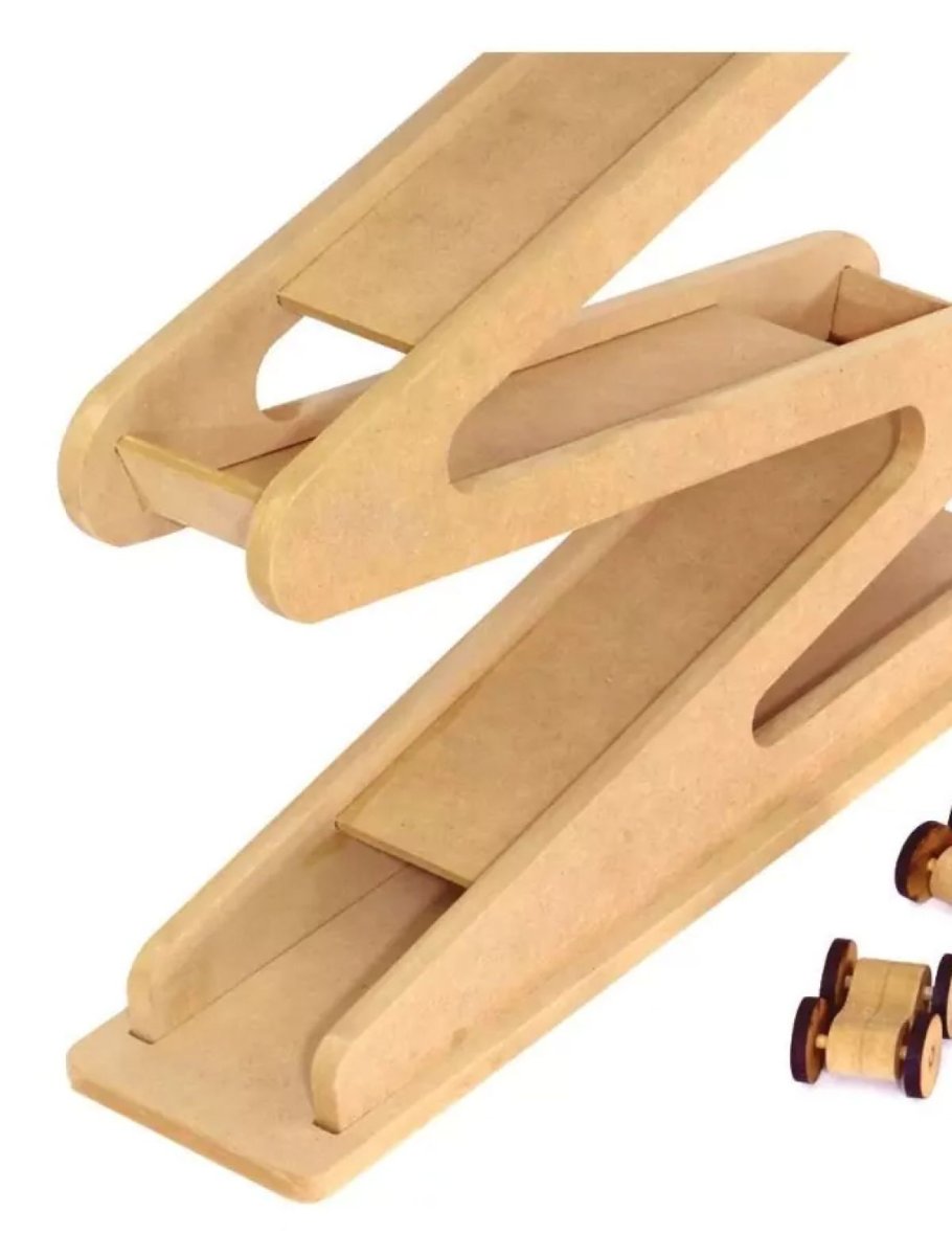 Rampa de Autos + 3 Autitos - En Madera MDF - Montessori