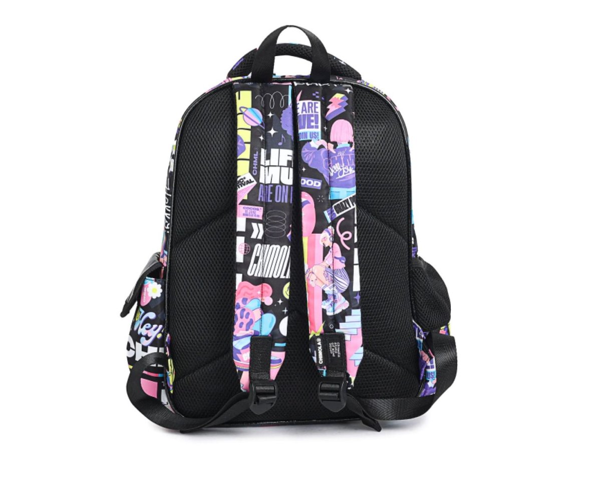 Mochila De Espalda Trama Niveles Rainbow - Festival C2 Black - 16 Pulgadas